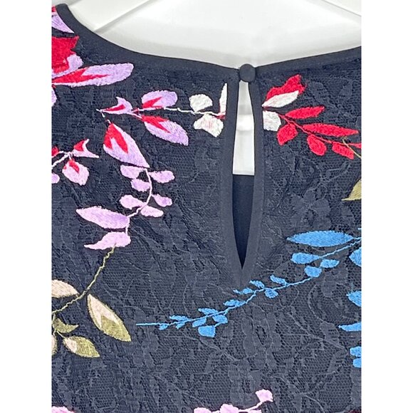 Lucky Brand Floral Embroidered Lace Tank Top XS Black Boho Festival Sleeveless - Picture 5 of 12